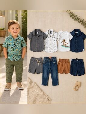 Toddler Boy Outfit Bundle 2T Old Navy Art Class Summer Shirts Shorts Pants Mix